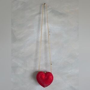 Red Heart Shape Swarovski Rhinestone Clutch Crystal Evening Bag Handbag Women